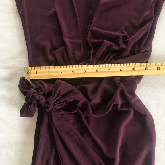 Reformation Long Sleeve Plunging Neckline Sz XS Faux Wrap Dress In Aubergine - Picture 11 of 16